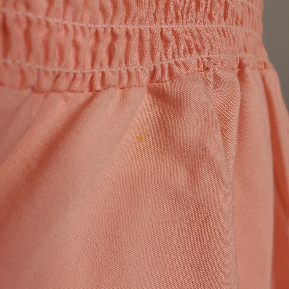 VINTAGE 70s pink dress shirred smocked top convertible‎ midi M - Picture 11 of 14